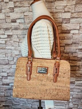 Portugal Cork Tote Bag with Brown Trim